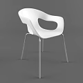 White Modern Armchair With Curved Design And Metal Legs For Living Room