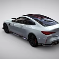 White Sports Car With Black Red Stripes And Stylish Design