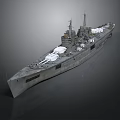 Classic Military Warship Naval Vessel With Main Turrets And Upper Deck Structure