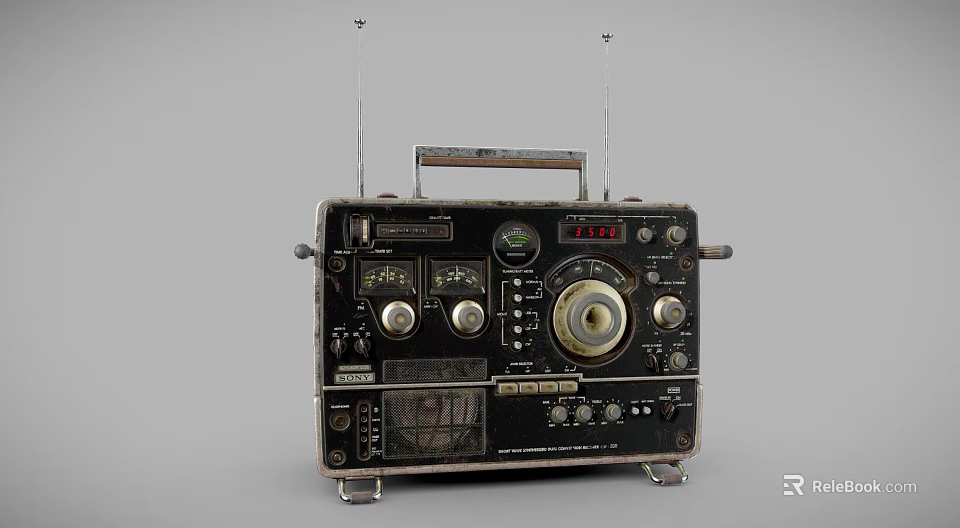 Vintage Headphone Speaker With Multiple Knobs Dials Antennas And Digital 3d model