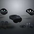 Modern Wireless VR Headset Set With Controllers And Charging Accessories For Daily Electronic Appliances