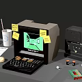Functional Office Desk With Computer Monitor Lamp Keyboard Papers Cup And Chair