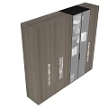 Modern Wooden Display Cabinet With Glass Doors Marble Strips And Displayed Items