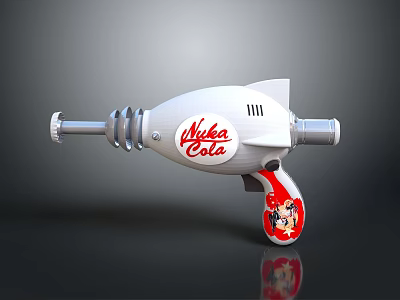 Nuka Cola Toy Gun With Cartoon Character Grip And White Metallic Body 3d model