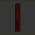 Red Folding Room Divider With Four Panels And Vertical Stripe Cutout Design