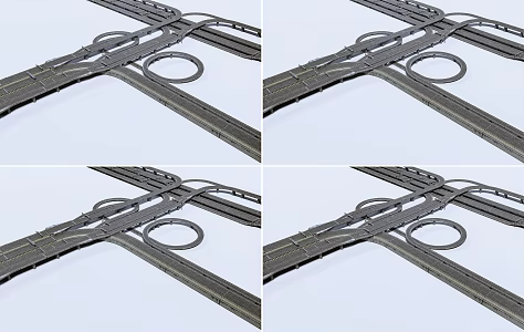 Modern Cyberpunk Road Highway Intersection Cyberpunk Road Bridge Cyberpunk Road Street City Road 3d model