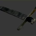 Ancient Metal Weapon Sword With Shiny Blade And Ornate Hilt On Gray Background