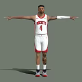 A Man Wearing White Rockets Number 4 Jersey With Arm Sleeve And Tattoos Standing Arms Outstretched