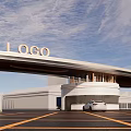 Modern Entrance Gate Design With Illuminated LOGO Night View And Car