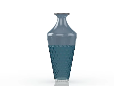 Elegant Blue Transparent Vase Featuring Honeycomb Texture And Modern Design 3d model