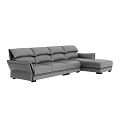 Modern Grey Leather Sectional Sofa With Multiple Seats And Comfortable Design 3d model
