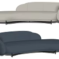 Modern Upholstered Sectional Sofa Curved Design Rounded Shape Beige Navy Blue Metal Legs