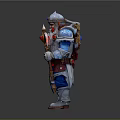 Man In Ornate Blue Red Costume With Scepter Red Gem White Beard And Armor