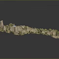 Detailed Castle Ruins Model With Stone Walls Green Vegetation And Courtyard
