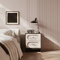 Modern Bedroom Nightstand With Drawers Table Lamp Radio And Wall Picture Frame