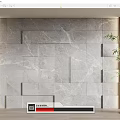 Modern Marble Textured Feature Wall With Geometric Panel Design And Potted Plant