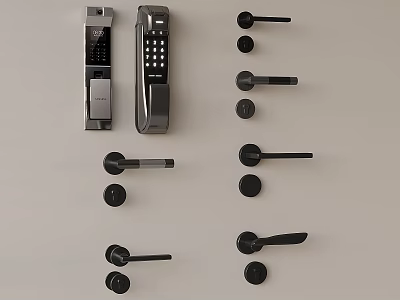Modern Door Handles With Various Lock Designs And Contemporary Stylish Lever Shapes 3d model