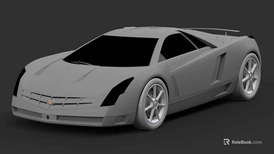 Grey Concept Sports Car Featuring Sleek Aerodynamic Design Black Windows And Large Alloy Wheels 3d model 