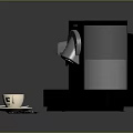 Modern Black Coffee Machine With Digital Display Double Spouts Coffee Cup And Beans 3d model