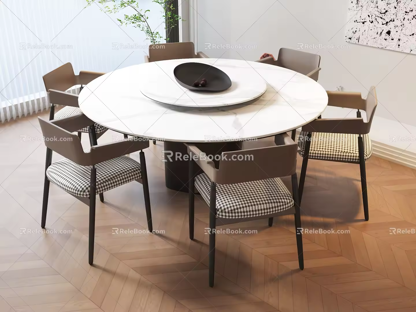 Dining Table Modern Dining Table Round Dining Table Light Luxury Dining Table Italian Dining Table Six-person Dining Table 3d model