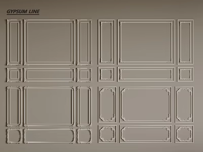 Gypsum Line Decorative Wall Panels With Various Intricate Frame Designs 3d model