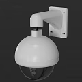White Dome Projection Surveillance Camera Securely Mounted On Wall Bracket Setup 3d model