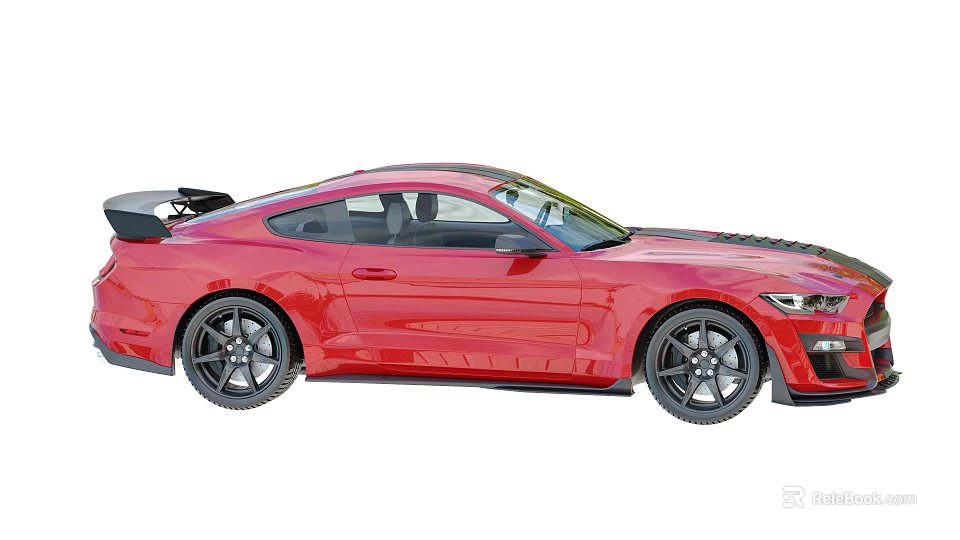 Red Ford Mustang Sports Car With Sleek Design Dual Doors And Sporty Wheels 3d model 