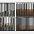 Modern Minimalist Background Wall Art With Striped Frames And Wavy Golden Gray Beige Texture