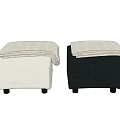 Beige And Black Fabric Padded Ottoman Footstool Modern Home Furniture Design