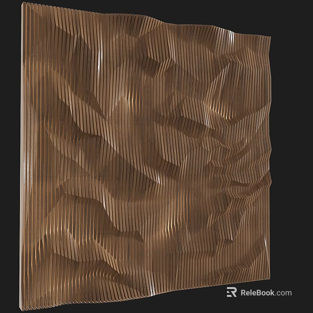 Wall Panel In Brown Wood With Intricate 3D Textured Surface Design 3d model 