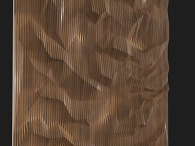 Wall Panel In Brown Wood With Intricate 3D Textured Surface Design 3d model
