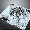 Snowy Mountain Terrain Model With Snow Covered Peaks And Rocky Ridges