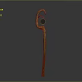 Yellow Abstract Sculpture With Curved Stem And Glass Eye Sphere