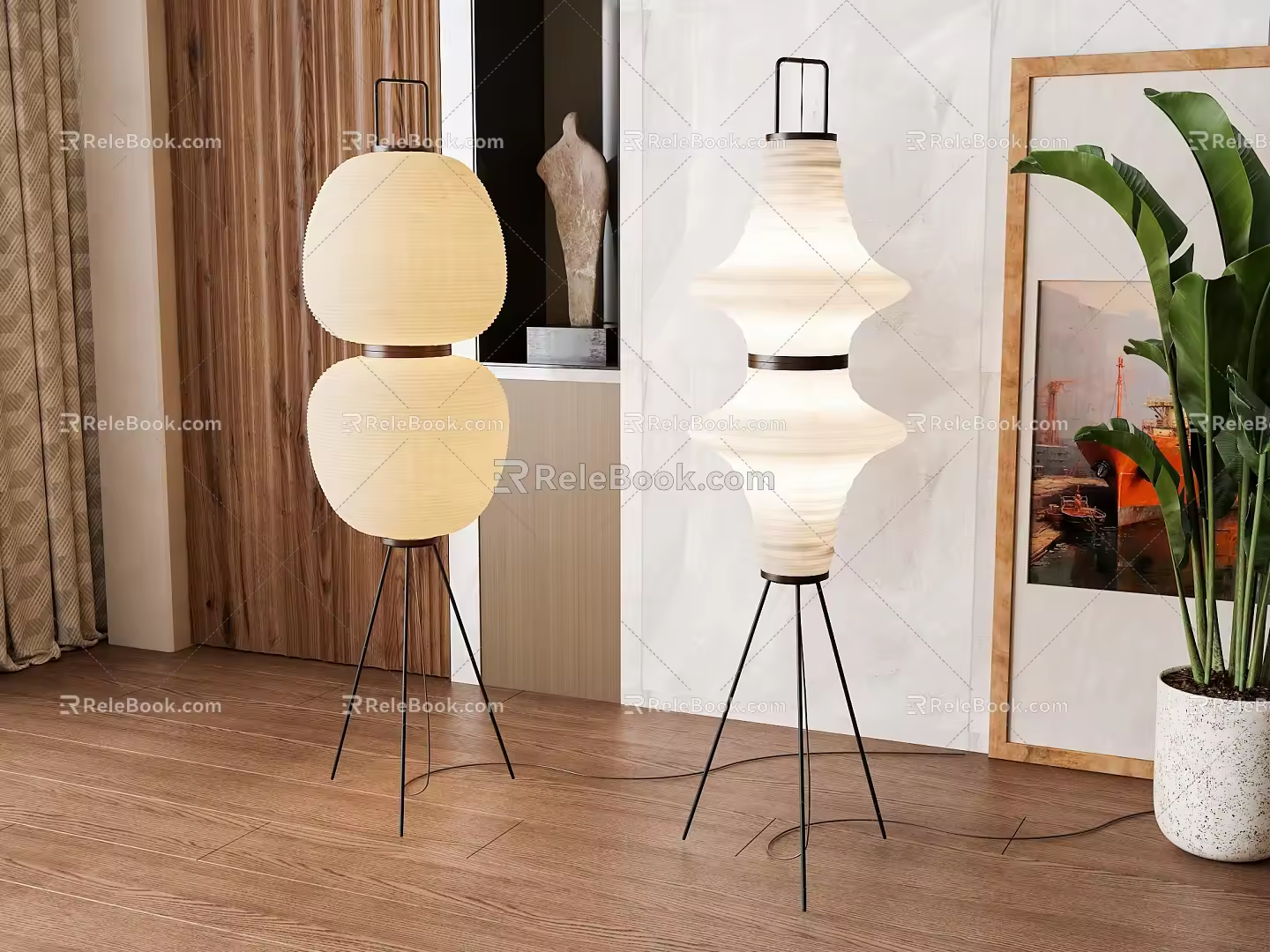 Wind floor lamp combination 3d model