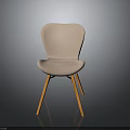 Modern Minimalist Light Pink Fabric Chair With Curved Backrest And Wooden Legs
