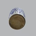 Blue and White Ceramic Jar With Traditional Intricate Patterns And Lid