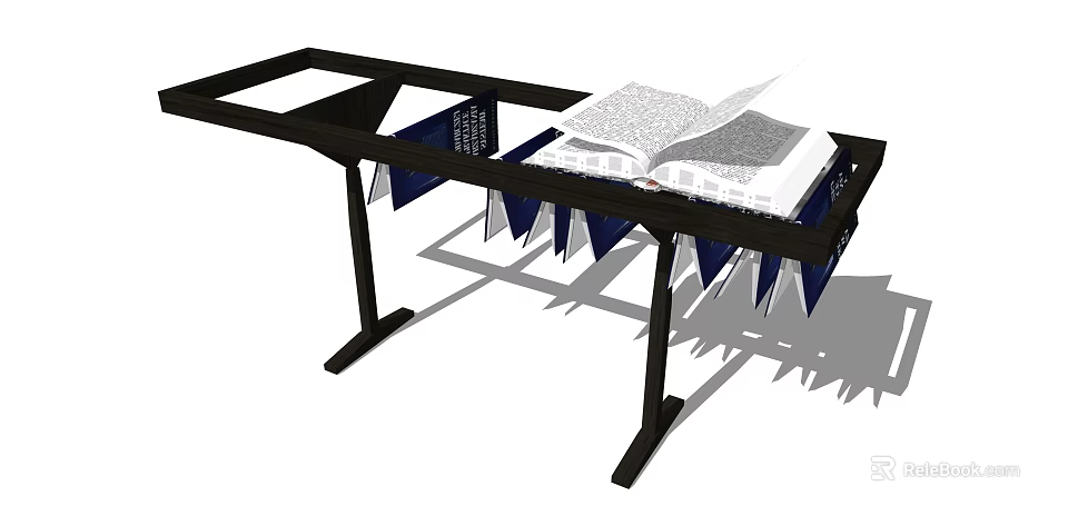 Modern Open Bookshelf Design With Layered Shelves For Book Storage And Simple Structure 3d model 