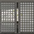 Modern Glass Block Wall Design With Circular And Square Textured Patterns