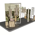 Fashion Retail Display With Mannequins Handbags Plant Decor And Wooden Stands