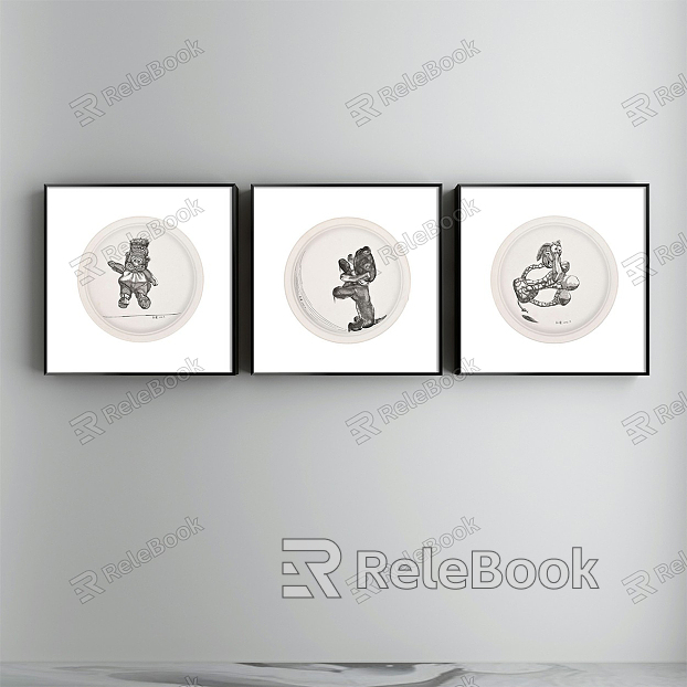 Modern Animal Painting Simple Grey Restaurant Animal Animal Decorative Painting model