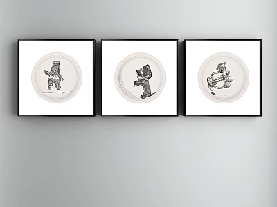 Modern Animal Painting Simple Grey Restaurant Animal Decorative Painting 3d model