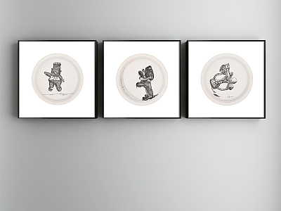 Modern Animal Painting Simple Grey Restaurant Animal Decorative Painting model