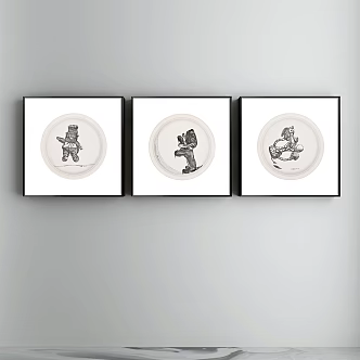 Modern Animal Painting Simple Grey Restaurant Animal Decorative Painting 3d model