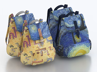Backpacks With Van Gogh Art Inspired Designs 3d model