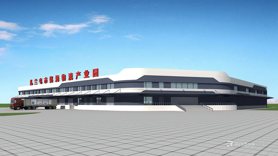 Lanzhou Xigu Commercial Industrial Park With Modern Design Glass Curtain Walls And Spacious Plaza 3d model 