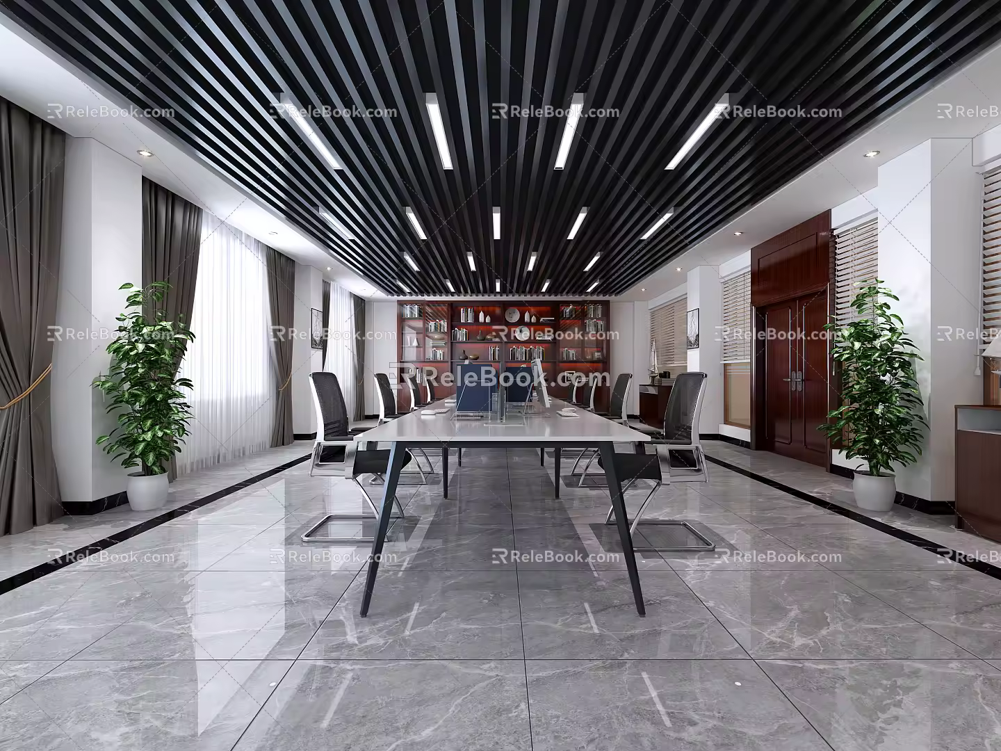 Comprehensive office of modern public office area 3d model