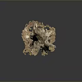 Tree Stump Decorative Sculpture With Natural Wood Texture And Golden Accents