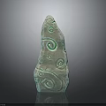 Artistic Wooden Stone Sculpture With Intricate Spiral Patterns And Carved Design Details