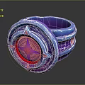 Futuristic Circular Device With Neon Blue Pink Colors And Geometric Glowing Patterns