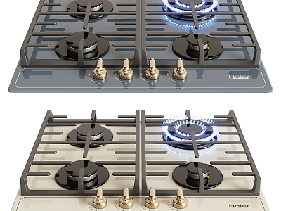 Haier Four Burners Gas Stove with Blue Flame and Stainless Steel Surface for Modern Kitchen 3d model
